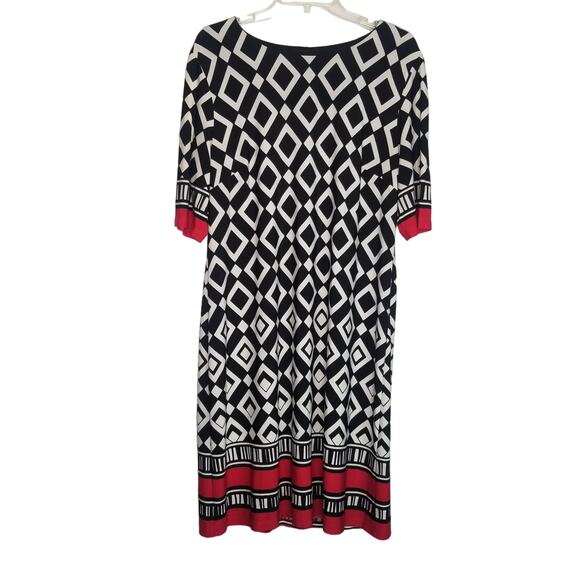 R&K Black White Red Sheath Dress, Size 16 - Picture 1 of 7